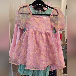 Girls Pink Sheer Pikachu Dress